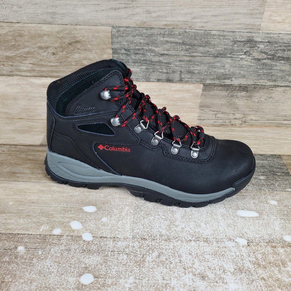 Columbia Newton Ridge Plus Womens Hiking Shoes Sz 10 Black Poppy Red Sneakers